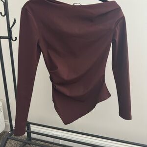 Elegant Brown Boatneck Women's Top